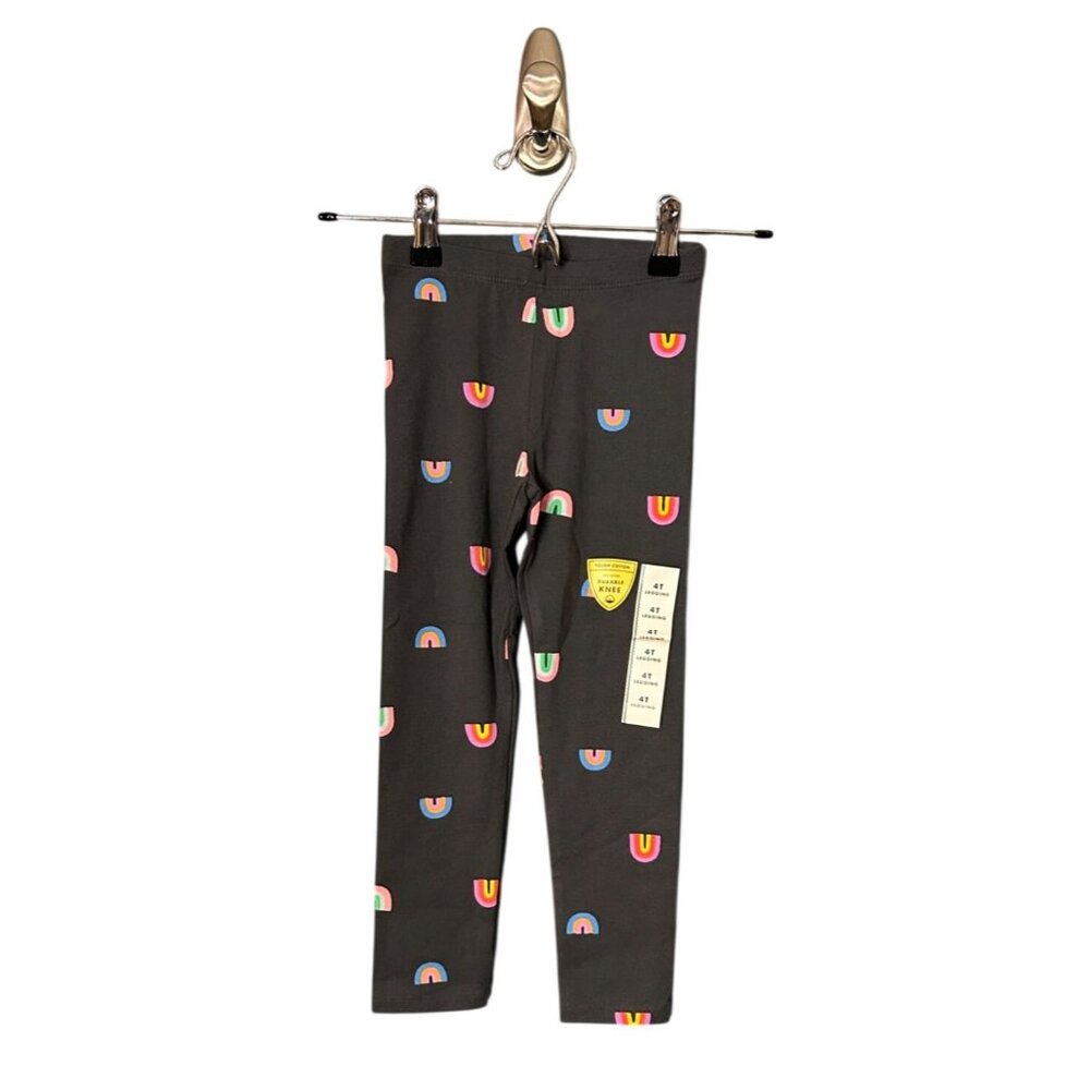 NEW NWT Toddler Girls' Rainbow Printed Leggings - Cat & Jack Charcoal Gray 4T
